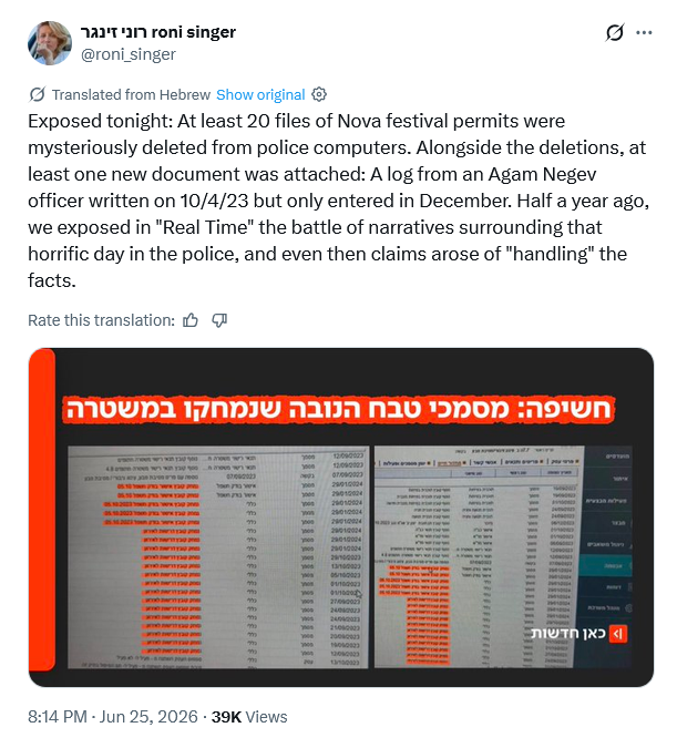 Archivepaletc's tweet photo. "At least 20 files of Nova festival permits were mysteriously deleted from police computers" https://t.co/v36Z1quvoi
