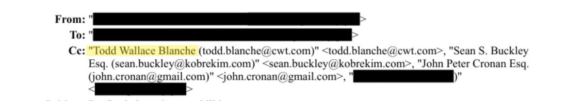 gabriel_draghi's tweet photo. Le mail de Todd Blanche figure dans les #EpsteinFiles. Il s'agit d'un échange d'août 2019 entre avocats au sujet de l'enquête Epstein, quelques jours après le décès de ce dernier. Un juge fédéral vient de statuer que Blanche a reconnu être en infraction avec la loi #EFTA. https://t.co/8cvCty3EPl