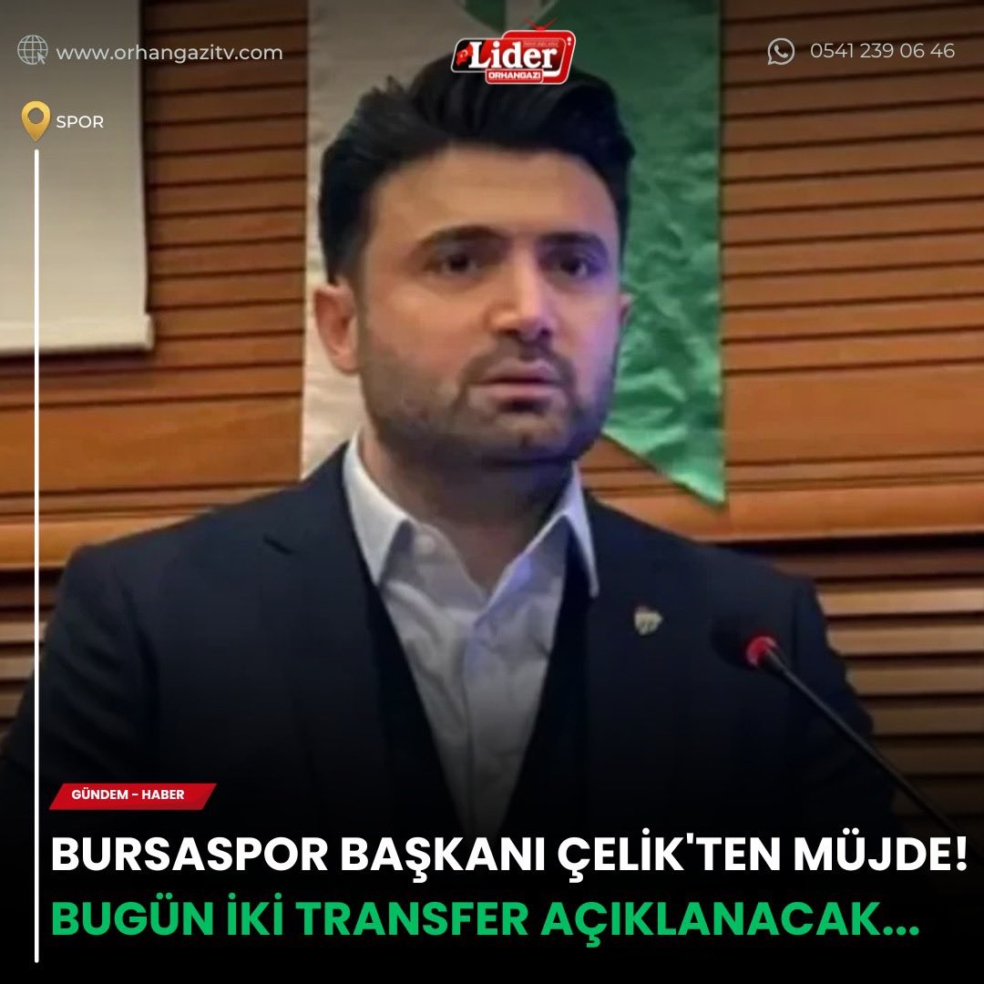 orhangazitv's tweet photo. Bursaspor Başkanı Çelik'ten Müjde! Bugün İki Transfer Açıklanacak...

Haberin Detayı --> https://t.co/UGDwd4j7E8 https://t.co/TZ2Jg1kQqu