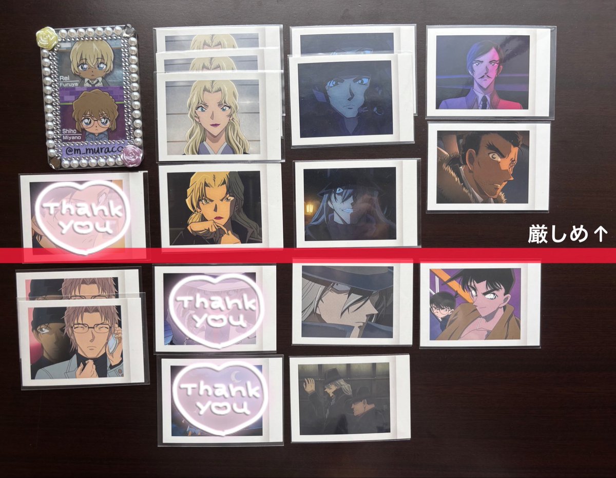 m_muraco's tweet photo. @no_TL 【交換,譲渡,買取】名探偵コナン ぱしゃこれ 

求：定価or記載額＋送料、8枚目、同異種 灰原 安室 英理 小五郎 光彦

譲：画像1~7 (高明 上原 大和 赤井 キッド ジン 灰原 安室 新一 蘭 松田 萩原 ベルモット 平次 世良 等）

他募集ポスト併用歓迎🌸
お気軽にお声がけください https://t.co/6DIJHRtEvG