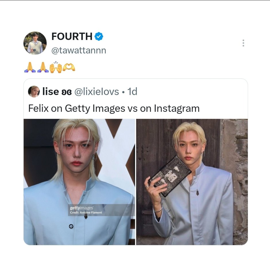 AboutMusicYT's tweet photo. Fourth Nattawat reposts viral photos of Stray Kids' Felix. https://t.co/kSnmwdoEG2