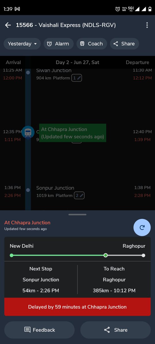 Mukesh_2503's tweet photo. Train No. 15566 is running around 1 hour late. Kindly make every possible effort to recover the delay and ensure the train reaches its destination on time. Passengers are facing inconvenience due to the delay. @RailMinIndia @RailwaySeva https://t.co/YnsqqAKqI2