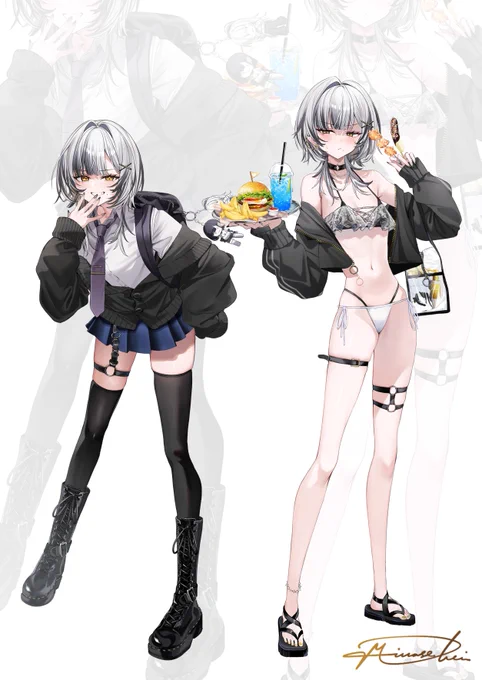 モノトーン後輩ギャル 制服と水着どっちが好き?