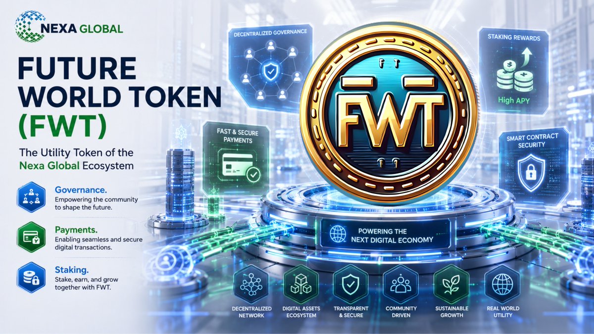 nexa_global's tweet photo. Future World Token (FWT) is more than just a token—it's the foundation of the Nexa Global Ecosystem.

#NexaGlobal #FWT #FutureWorldToken #Blockchain #Crypto #Web3 #DigitalAssets #DeFi #SmartContracts #TokenUtility #Staking #Innovation #Decentralized #CryptoCommunity https://t.co/OmQvUtp2xl