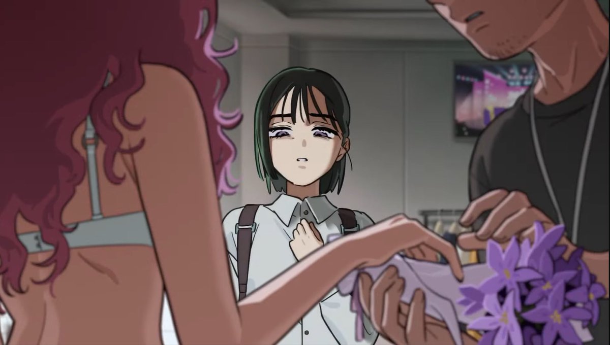 ofas_ninth's tweet photo. Dont idols HAVE to give their gifts to crew members? In this scene it could be both girls coming to some sort of realization just how world's apart they are right now. Sua can only be a fan to mizi now and not on stage with her. And mizi can't just be with Sua. https://t.co/p1N15QPy7y