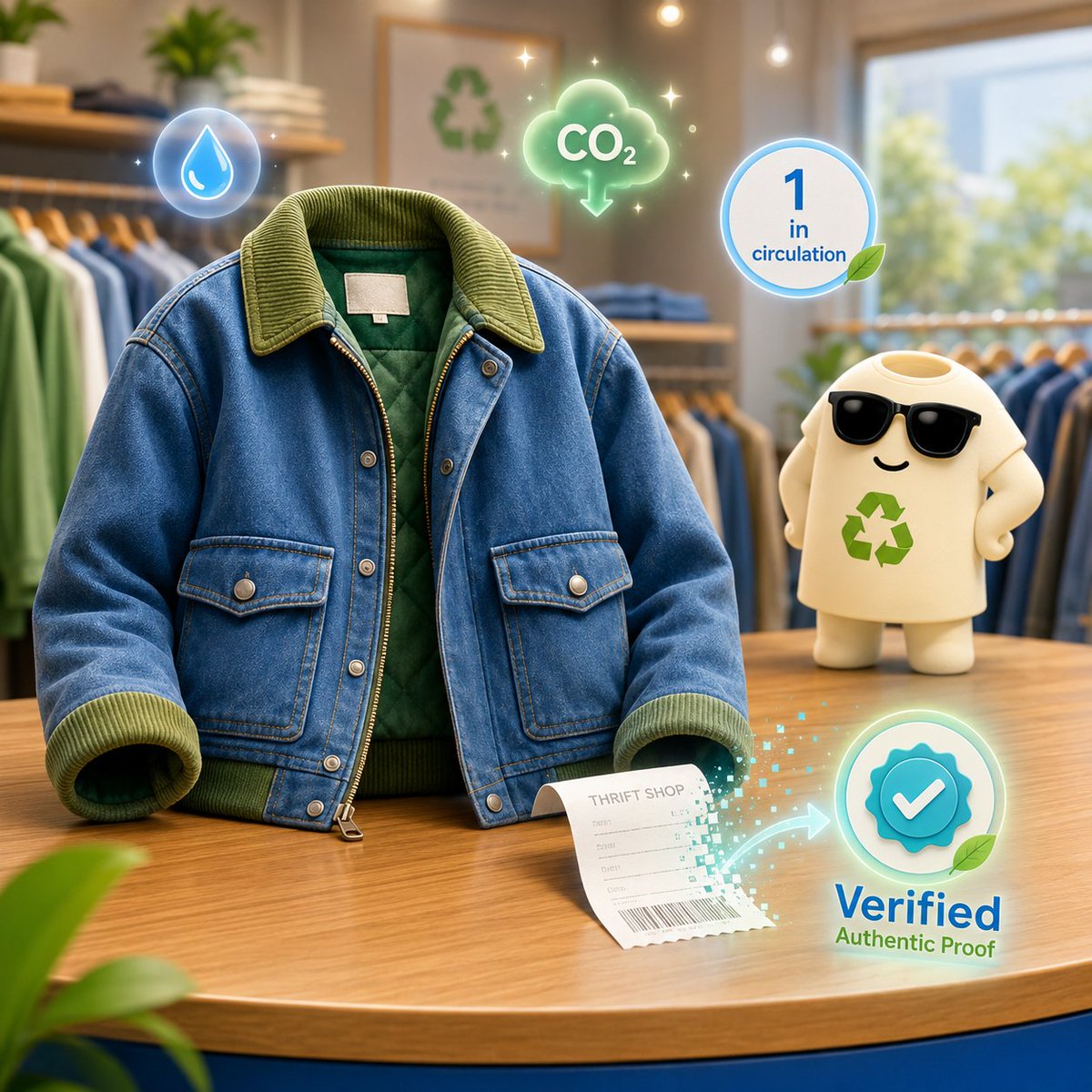 reuse_vet's tweet photo. A thrift find in your hands already did something important.

It pulled one item out of the discard chain. One less ticket for new production.

The only part missing is proof it happened.

Re-Use turns that thrift find into a verified action. Recognized. Rewarded. Visible. https://t.co/9jjwnVYuhV