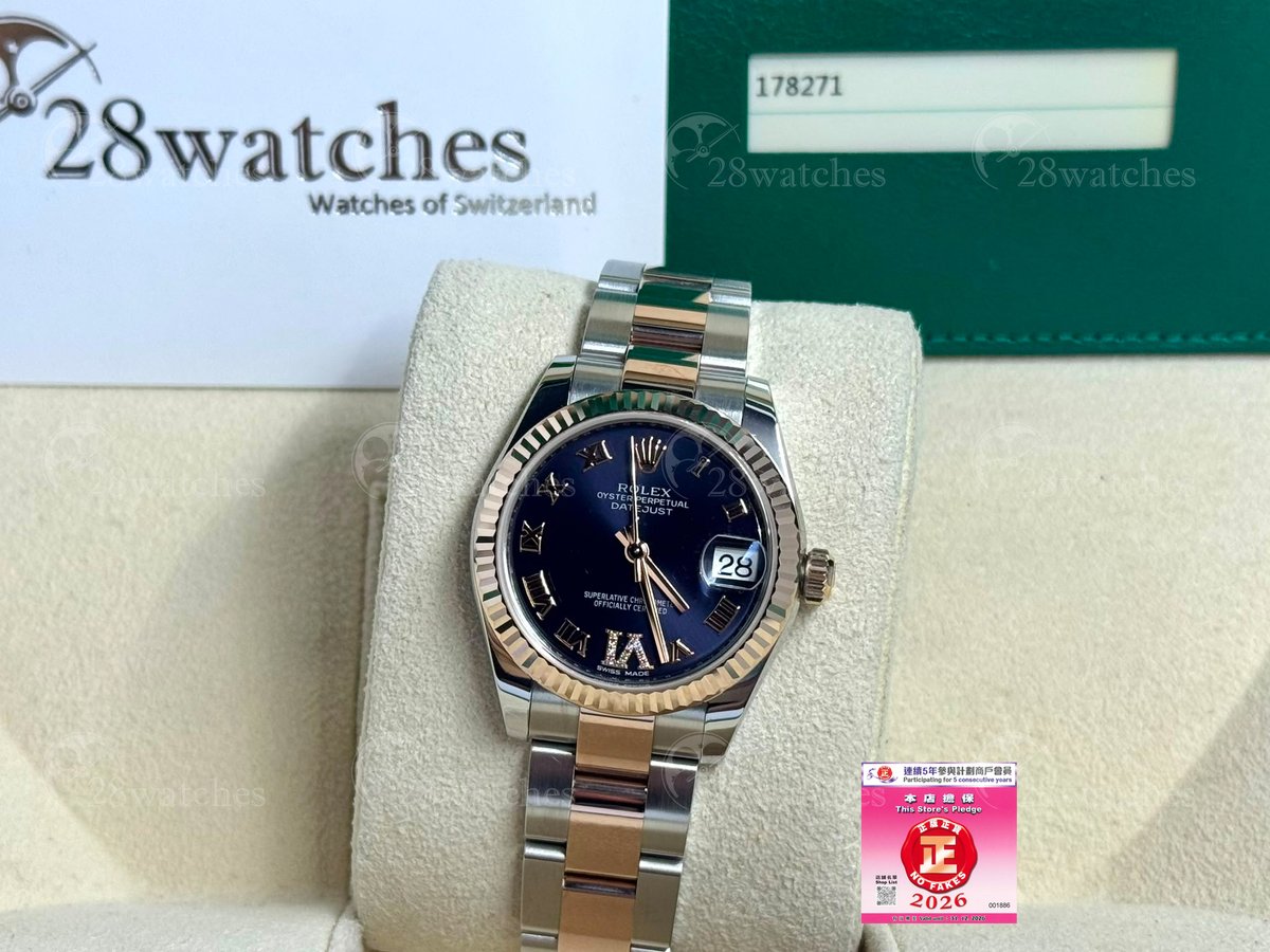 28Watches's tweet photo. Pre-owned Rolex Datejust 178271 - 28watches
[2015 31mm]

WhatsApp/Mobile: +852 6128 2828
Address: Shop G10B G/F Causeway Bay Plaza 1, Hong Kong
https://t.co/HQSYqeCF3C

#28Watches #Rolex #Datejust #178271 #T415498 https://t.co/Mx8sLEsbnx