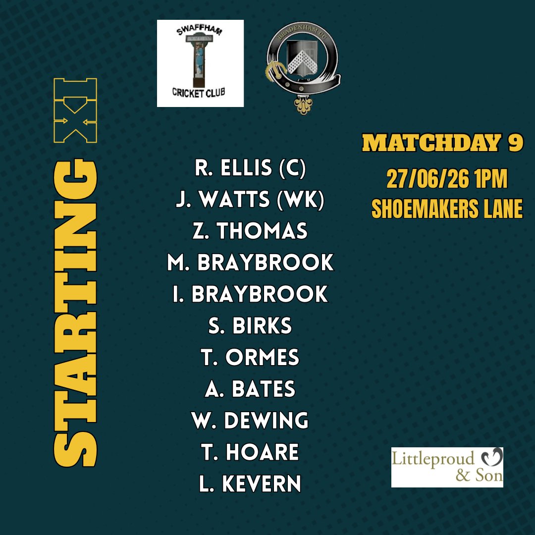 BCCbears's tweet photo. 📋 Our team today for our league match away to Swaffham

Thank you to Tim Evans for sponsoring 

🐻🐻🐻 

#UTB https://t.co/NREpoYi3Mu