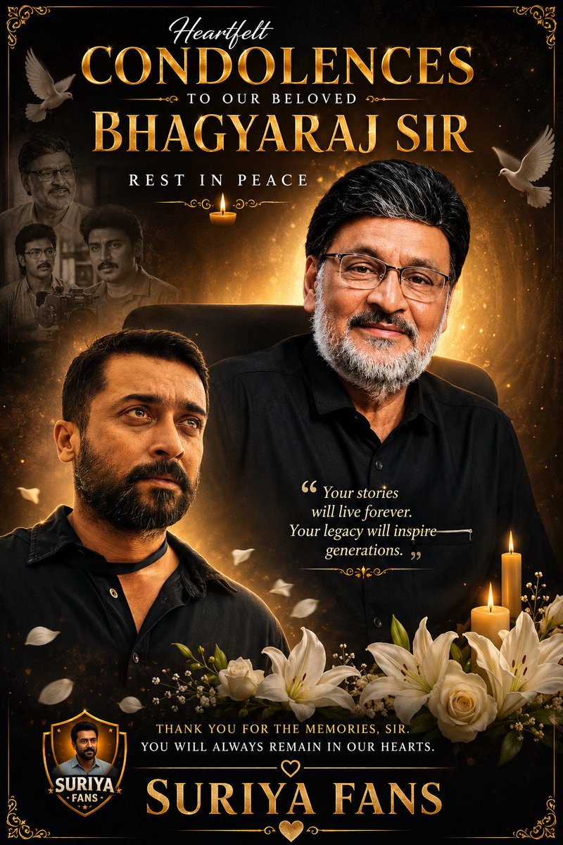 rahul_slmsfc's tweet photo. Deeply saddened by the passing of Bhagyaraj Sir. 💐
A legendary filmmaker, storyteller, and actor whose timeless works will continue to inspire generations.

Rest in Peace, Sir. Your legacy will live forever in our hearts. 🕊️🤍
#RIPBhagyarajSir #RestInPeace  #TamilCinema https://t.co/IxTuXFjS5X