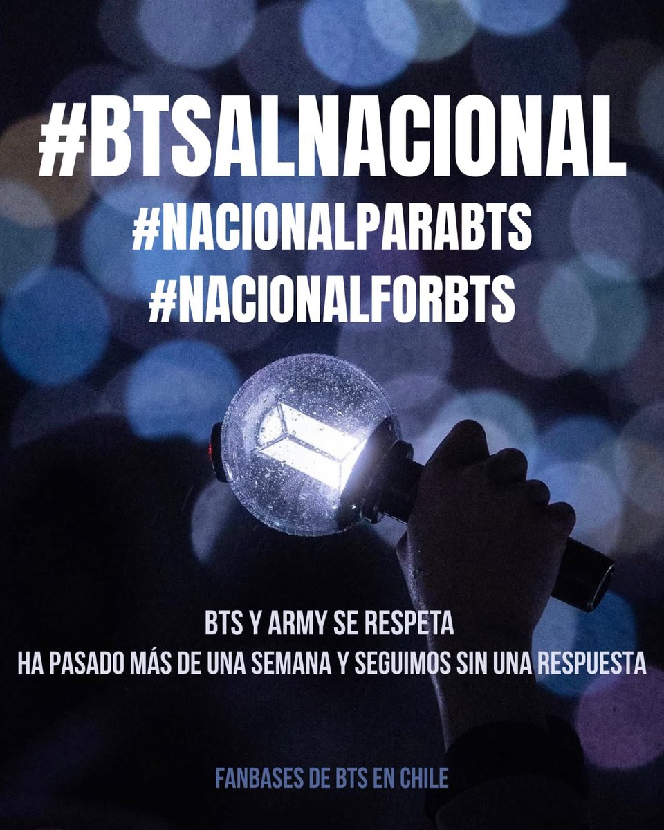OnlyARMYChile's tweet photo. Ha pasado más de una semana y seguimos sin una respuesta clara y definitiva @dgmedioschile

#BTSALNACIONAL
#NACIONALPARABTS
#NACIONALFORBTS
#BTS
#ARMY https://t.co/A7iXoecd1y