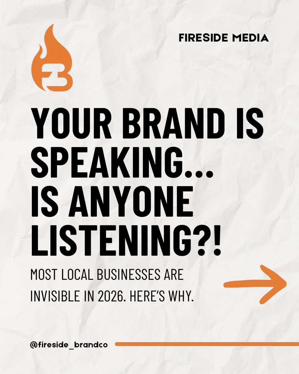 fireside_brand's tweet photo. Most businesses in 2026 are shouting into the void. Swipe through to discover why your brand might be invisible and exactly how to fix it. https://t.co/51SekKpUDa