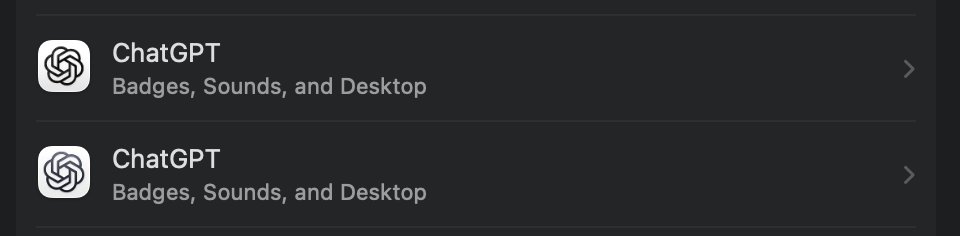 zckrvls's tweet photo. Small but impressive: I asked Codex to turn off notifications for “ChatGPT Classic.” macOS showed two identically named ChatGPT entries. Codex inspected both app bundles, compared their icons, saw the subtle difference, and identified Classic as the top row. https://t.co/L4RK5rEy1g