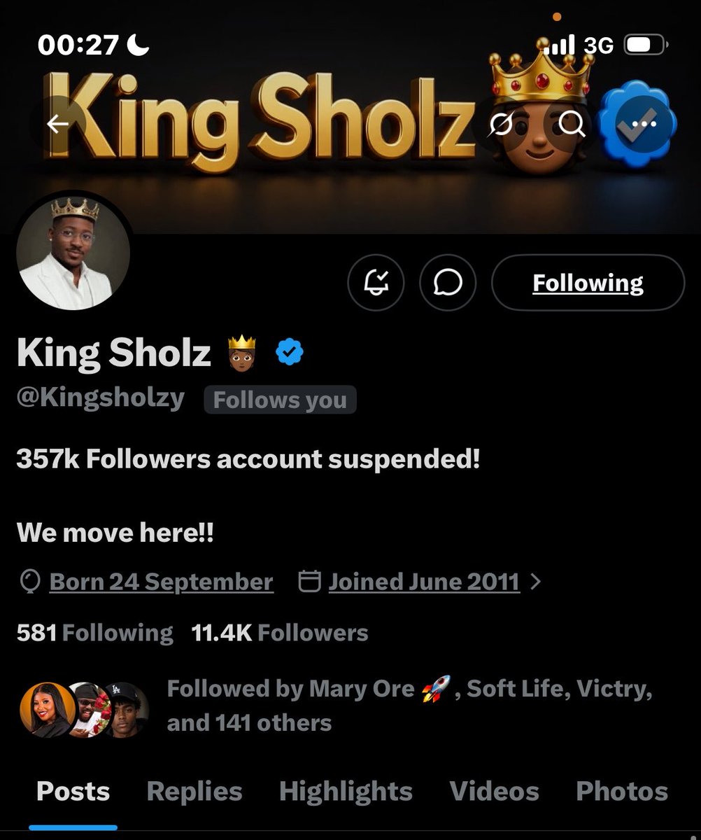 Adexsammy10's tweet photo. Mutuals, my King is back 😩… His account was suspended. Please let’s follow him now @Kingsholzy. Connect for your acc growth. Turn on PN. https://t.co/JKllWzj88S