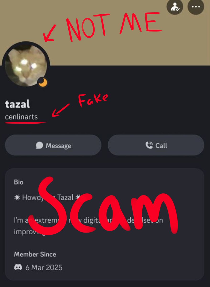 nocturnaltazal's tweet photo. Someone is impersonating me and trying to scam people.

This isn't me. Do not give them money. https://t.co/yNT0XlnIqp