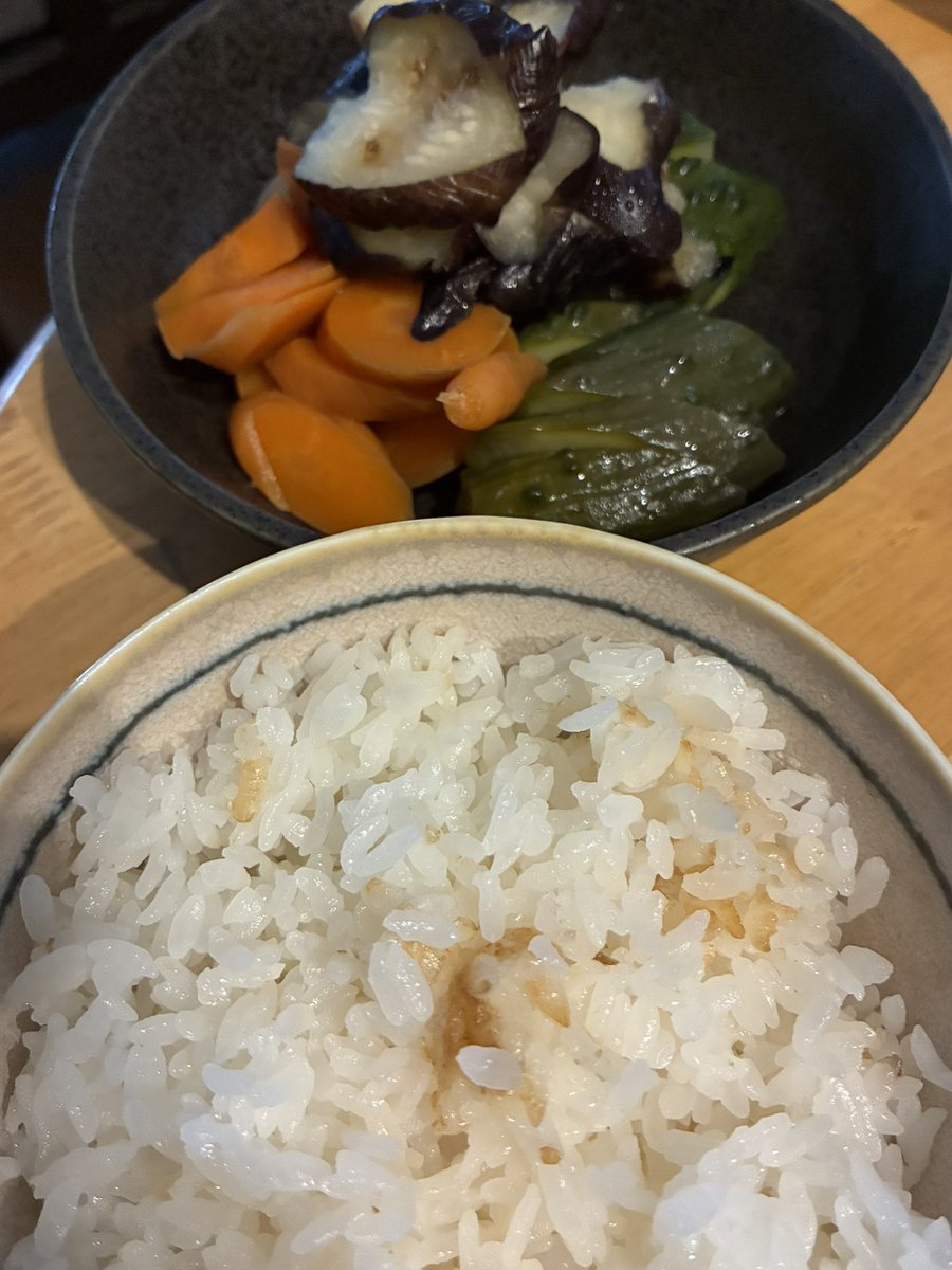 今日のおこげ 糠漬けと