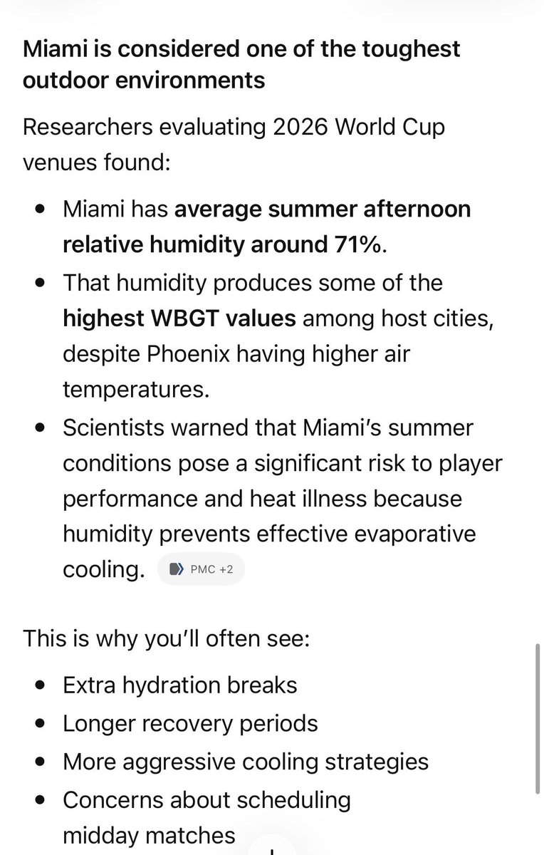 traplawd15's tweet photo. @TreLameloLavine @themancalledroy @KMCT111 @US_Stormwatch 95 in Miami with the humidity is worse than 110 in Vegas or Phoenix. It’s proven via WBGT analysis performed by the US military and other institutions. 

When its 95 in Miami with 70% humidity, the heat index is 124 degrees. 110 degrees in Phoenix/Vegas with 20% humidity is 112 https://t.co/5RMkcXeL9K
