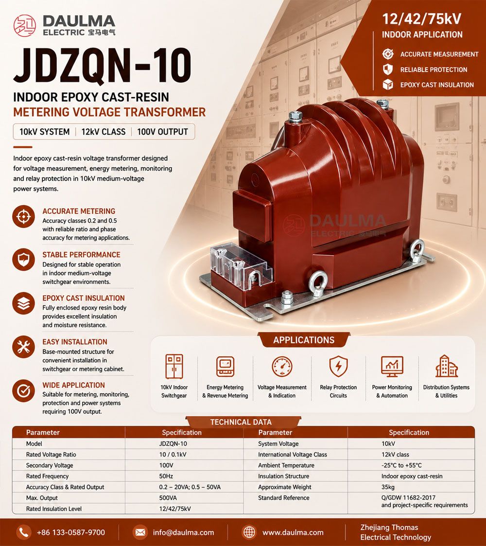 Thomas_CT_PT's tweet photo. 📊 JDZQN-10 is an indoor epoxy cast-resin metering voltage transformer for 10kV medium-voltage switchgear, delivering stable 100V output at 0.2 or 0.5 accuracy class. Ideal for revenue metering and voltage monitoring in compact… #MeteringVT
🌍 https://t.co/SBmUjLGi22 https://t.co/iZXW8GXrmt
