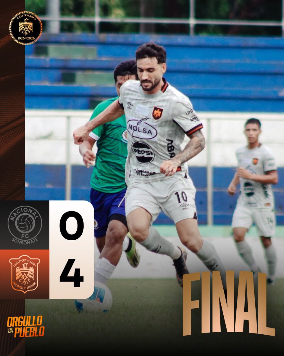 cdaguilaoficial's tweet photo. 𝙁𝙄𝙉𝘼𝙇 𝙀𝙉 𝙎𝙊𝙉𝙎𝙊𝙉𝘼𝙏𝙀 🏟️🌴

🦁 Nacional F.C. 0-4 C.D. Águila 🦅

⚽️ Alex Márquez (6’)
⚽️ Santiago Ayala (25’)
⚽️ Dixon Rivas (35’) ST
⚽️ Carlos Garay (40’) ST 

#ElMásQuerido | #OrgulloDeUnPueblo | https://t.co/c7YCorOayl https://t.co/eaMg2AlBuT
