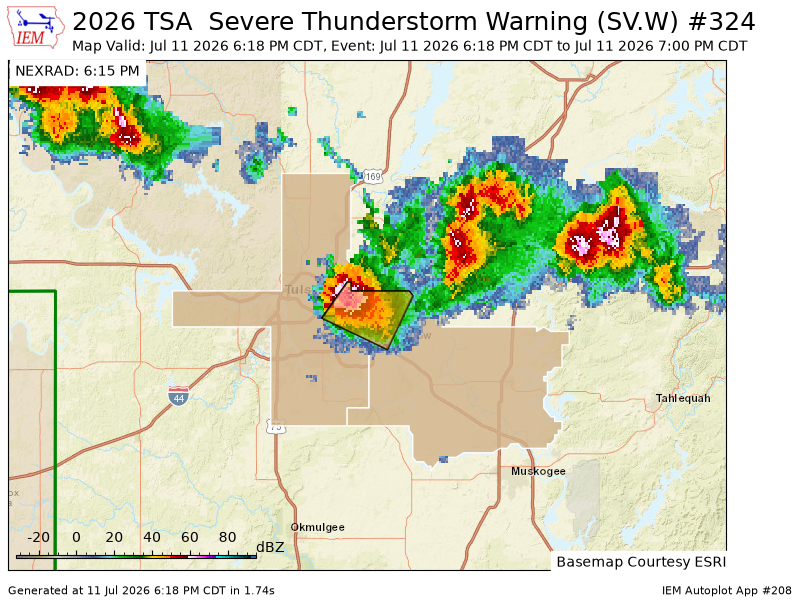 iembot_ok's tweet photo. TSA issues Severe Thunderstorm Warning [wind: 60 MPH (RADAR INDICATED), hail: 1.00 IN (RADAR INDICATED)] for Tulsa, Wagoner [OK] till 7:00 PM CDT https://t.co/4703ai3ucl https://t.co/TLMOsgYBgt