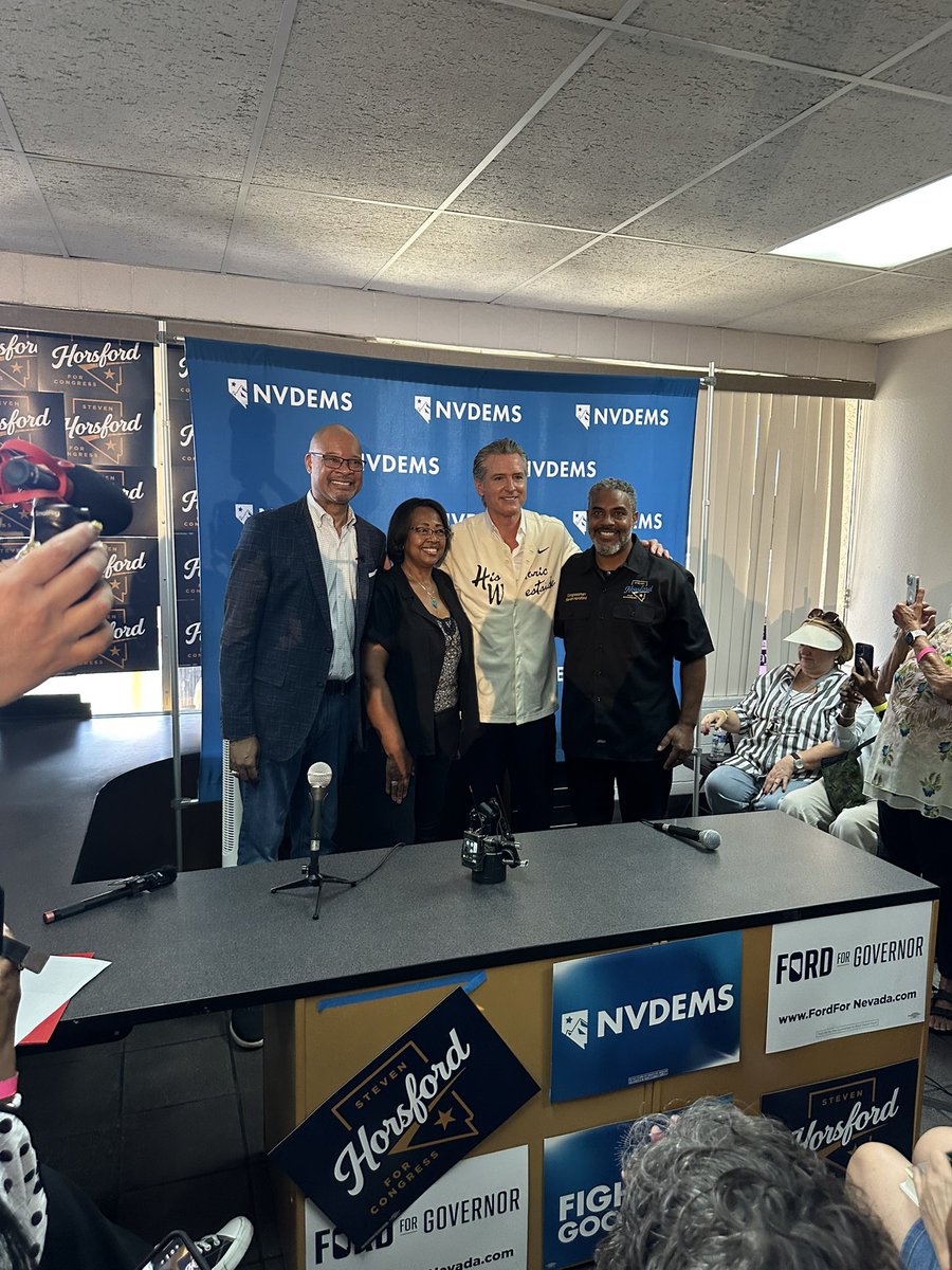 StevenHorsford's tweet photo. Today, #NV04 showed up and showed out! Our campaign HQ was packed wall to wall with fired up volunteers as @NVDems, @AaronDFordNV, @Daniele4Mayor, and @GavinNewsom joined us to kick things into gear. This race is about fighting for the people who make Nevada work. https://t.co/NGVOOSMKQk