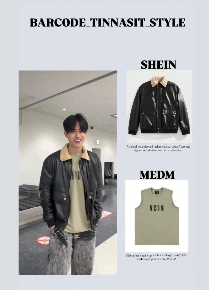 BARCODR_STYLE's tweet photo. Style Barcode backstage at the #TpopShowcaseinTokyo
A casual long-sleeved jacket with an open front and zipper, suitable for autumn and winter. From #Shein
💛🖤
Sleeveless tank top with a vintage design and embossed print.from #MEDM 💚
#BARCODE_TINNASIT_STYLE #barcodetin https://t.co/vPFicFh2ZX