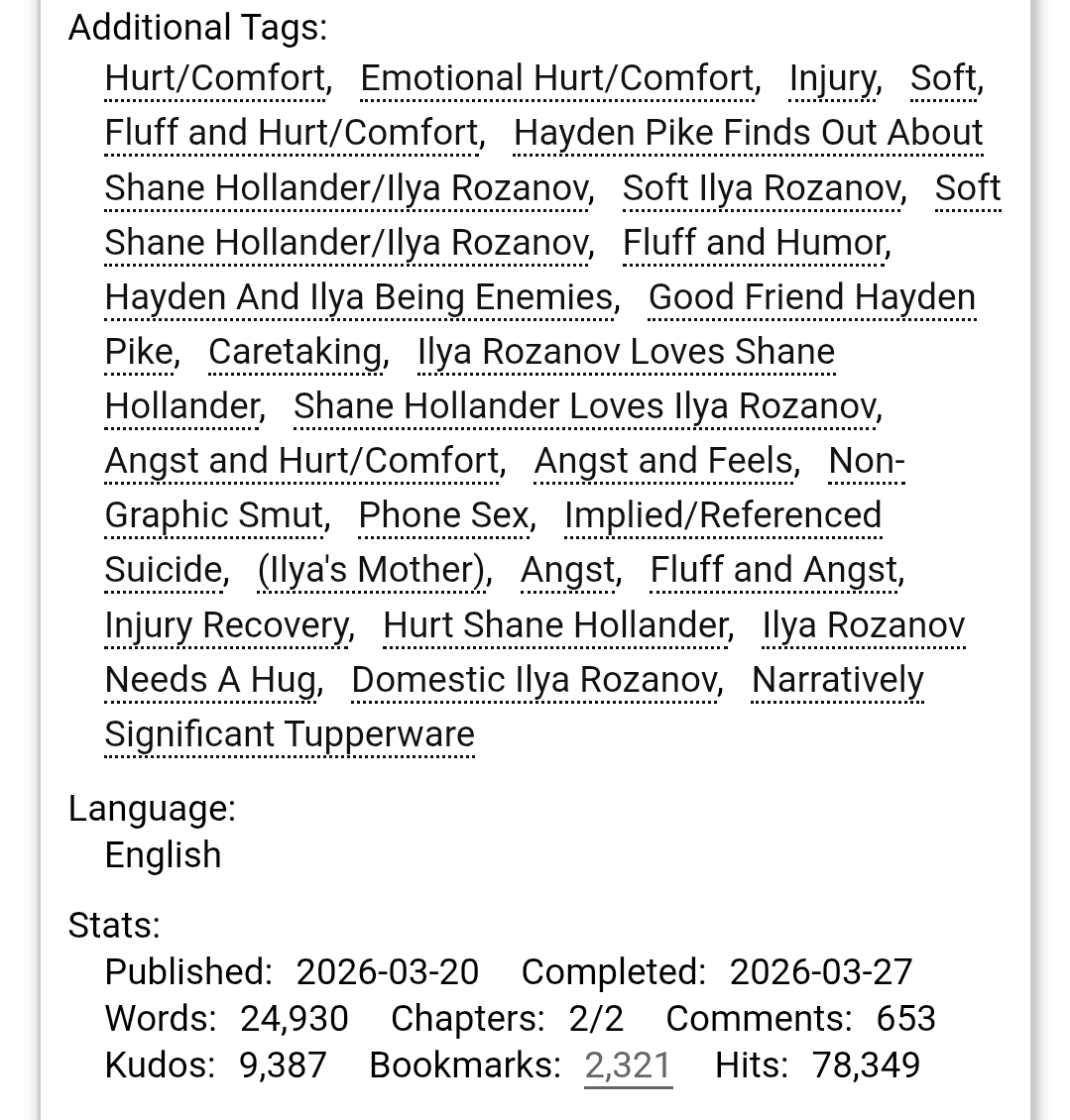 chasingbodies's tweet photo. been slowly making my way through this author's fic and Tend(er) is a new fav 🥺 what if Shane's accident on the ice was in Boston... and what if he stayed with Ilya while he recovered 👀

https://t.co/M9Bbs0cjND https://t.co/hG42r0o0MJ