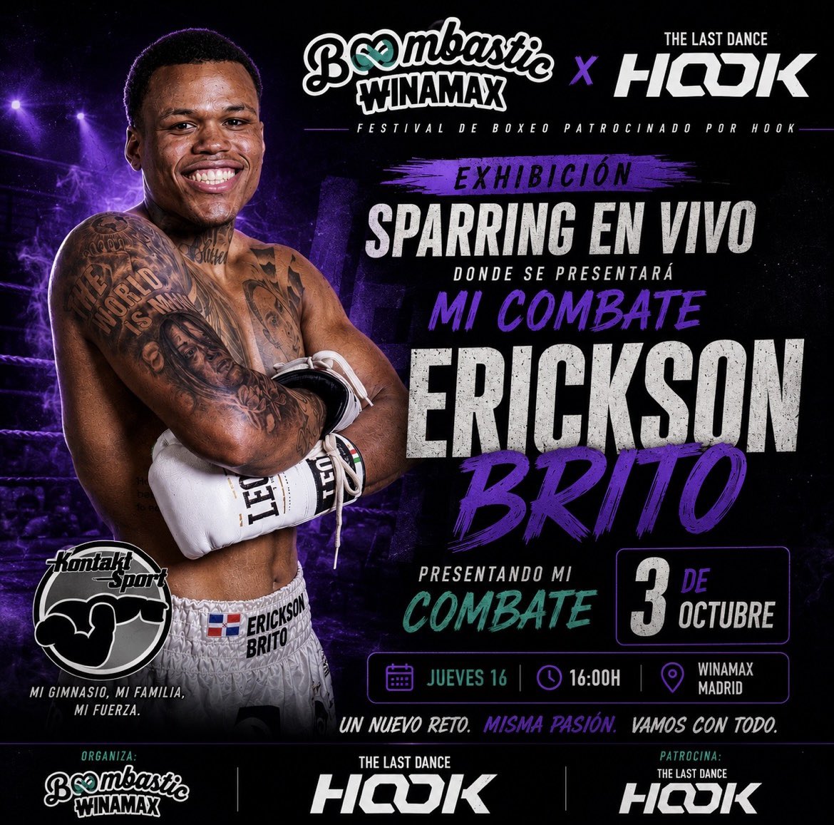 ericksonbrito4's tweet photo. El jueves volvemos al ring. 

Participaré en una exhibición de sparring donde se presentará oficialmente mi combate del 3 de octubre.

Seguimos trabajando. Cada asalto cuenta.

Gracias a @hookfcspain y @bombastic_festival por la oportunidad.

El trabajo habla. El ring decide. https://t.co/KEDLM1kZ0l