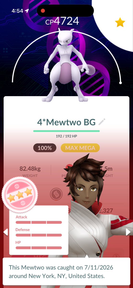 atpacky's tweet photo. On my 115th Mewtwo raid today I finally got the HUNDO with the BACKGROUND😮‍💨. Instantly maxed it out✅  #PokemonGO #PokemonGoFest2026 #NYC @PokemonGoApp https://t.co/BTjP5TzYK8