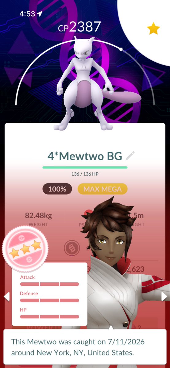 atpacky's tweet photo. On my 115th Mewtwo raid today I finally got the HUNDO with the BACKGROUND😮‍💨. Instantly maxed it out✅  #PokemonGO #PokemonGoFest2026 #NYC @PokemonGoApp https://t.co/BTjP5TzYK8