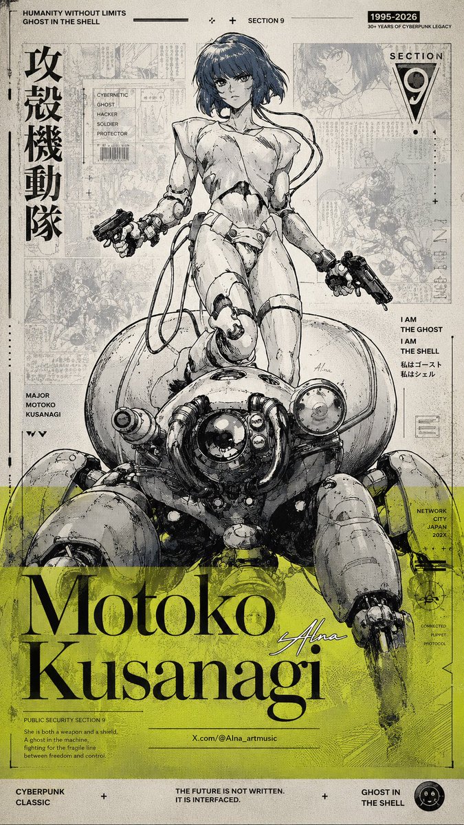 AIna_artmusic's tweet photo. I am obsessed with Motoko wallpaper 
The Ghost In The Shell  
Motoko Kusanagi (The Major)

Which one is your favorite? 

#GhostInTheShell #MotokoKusanagi #Section9 #Cyberpunk #AnimeArt #AIart #FanArt #MangaCover #SciFiArt #AIna_artmusic https://t.co/CYUSp0xzLv
