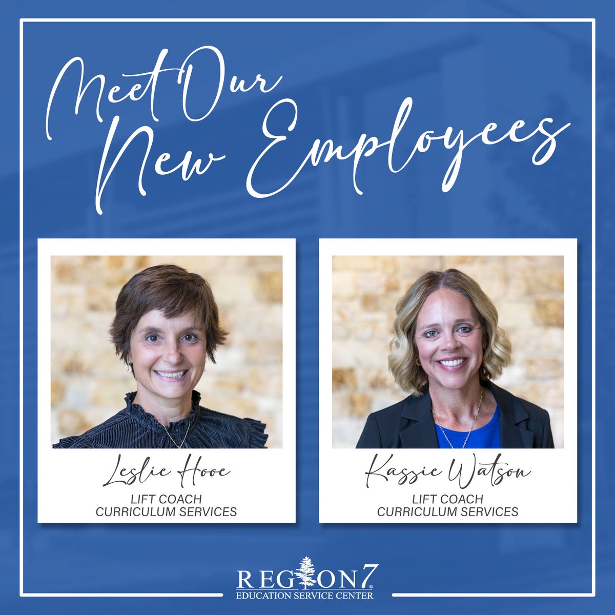 Region7ESC's tweet photo. 👋 Welcome, Leslie Hooe and Kassie Watson!

We're excited to welcome both Leslie and Kassie to Region 7 ESC as LIFT Coaches with our Curriculum Services team.

#Region7ESC #CurriculumServices #TeamRegion7 https://t.co/bSpRvmNxfd