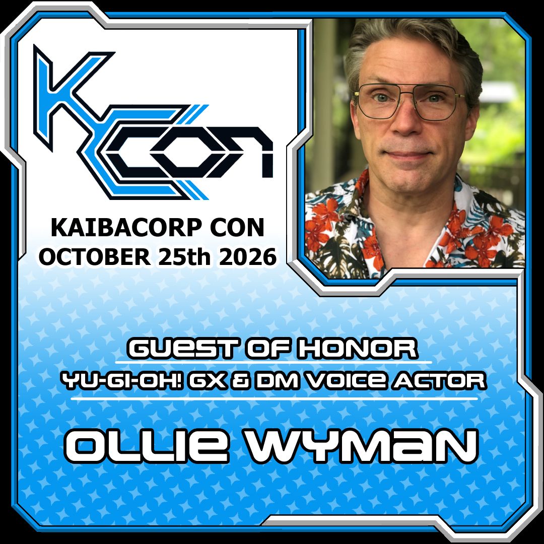 KaibaCorpCon's tweet photo. Guest Announcement!🎉 

Ollie Wyman is a VA, streamer, &amp; award-winning audiobook narrator best known to duelists as Aster Phoenix (GX) &amp; Zigfried von Schroeder (DM), but has also voiced other iconic roles such as Big The Cat (Sonic), Shiny Pikachu (Pokémon), &amp; The Fugitoid (TMNT) https://t.co/85UqkVkYlf