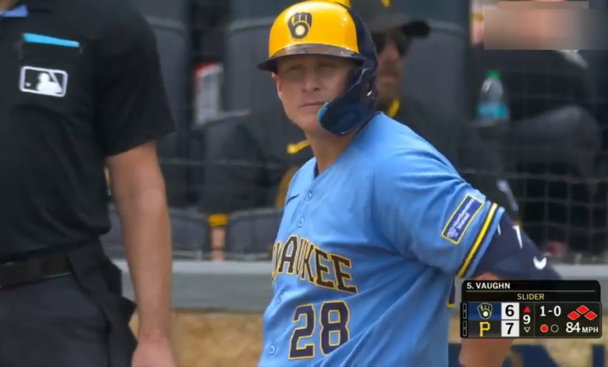 Fockfixing's tweet photo. @Brewers MOTHER FUCKER VAUGHN !!!!!  fuck you fucking loser match fixier so many money get !! Vaughn!!!! Pog!!!! https://t.co/fz40Wo6wDY