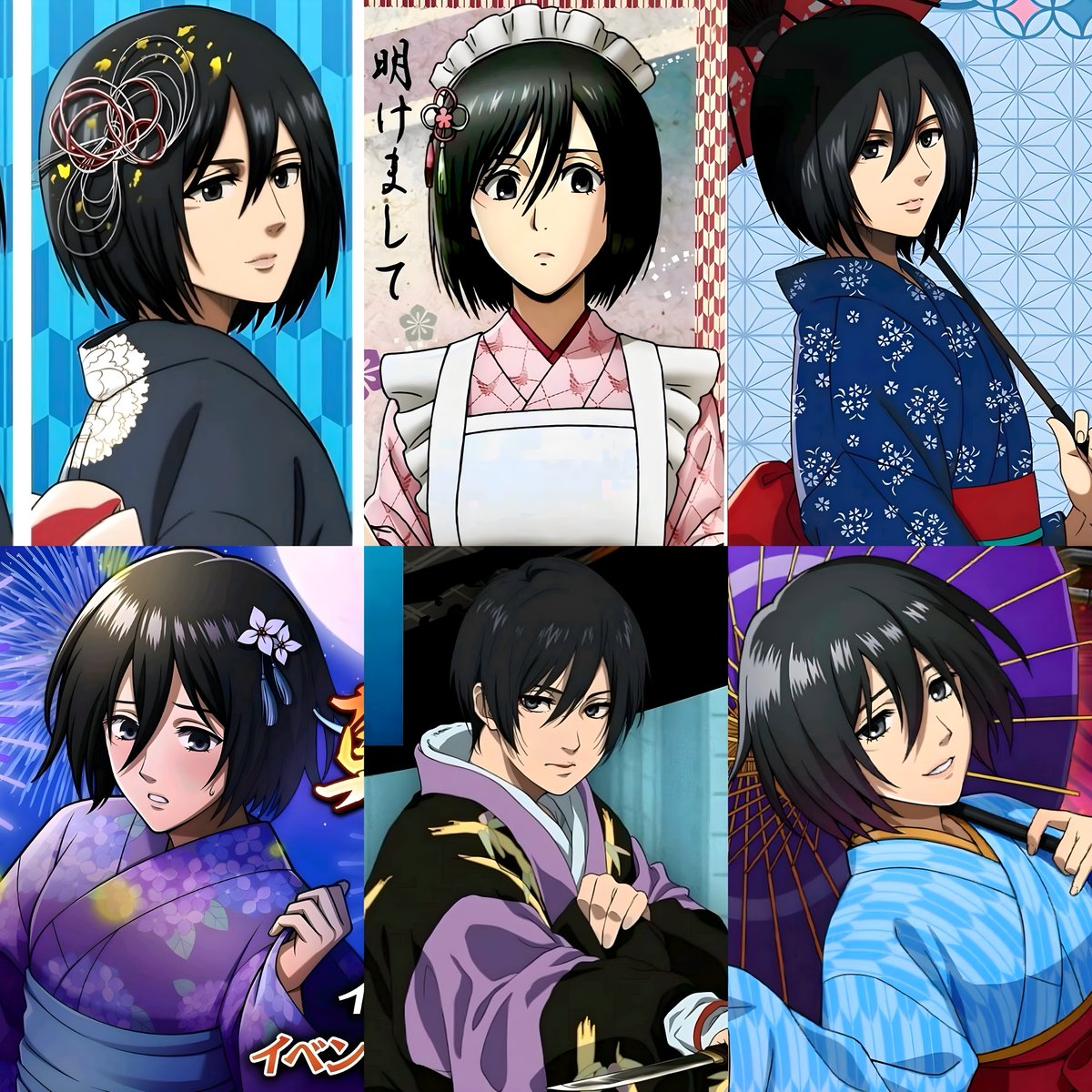 kasaluvrr's tweet photo. mikasa looks so pretty in a kimono  👘 𖹭  ׂ 𓈒 https://t.co/Zplpup3nya