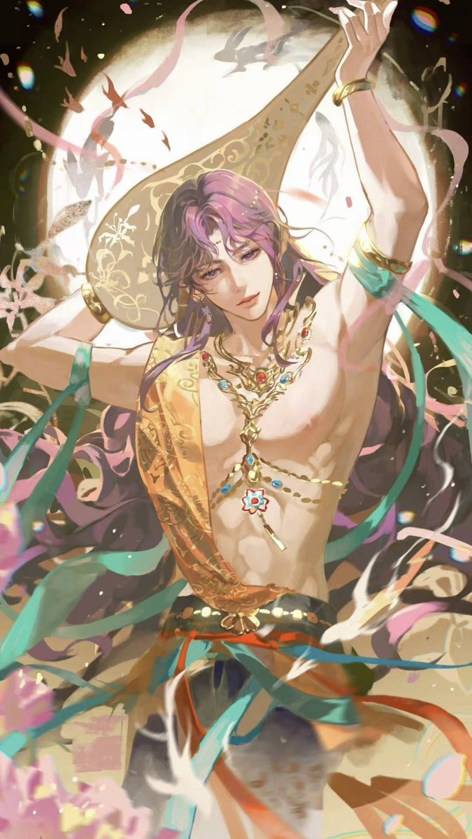 fish003006's tweet photo. #恋与深空祁煜 #ホムラ
#恋と深空 #LoveandDeepspace #Rafayel #祁煜 #同人绘画
之前画的敦煌🐟弹琵琶，正好复刻古风卡发一下 https://t.co/CfkxwtiuA0