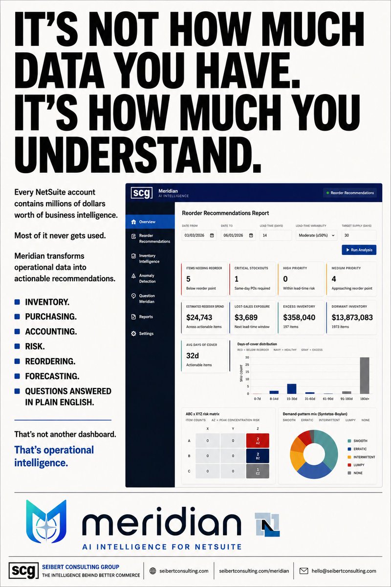 paul_seibert's tweet photo. Data is cheap.

Understanding is expensive.

Meridian closes the gap.

https://t.co/n2UcE1kPSL

#Meridian #NetSuite #CFO https://t.co/4NMehy7aBg