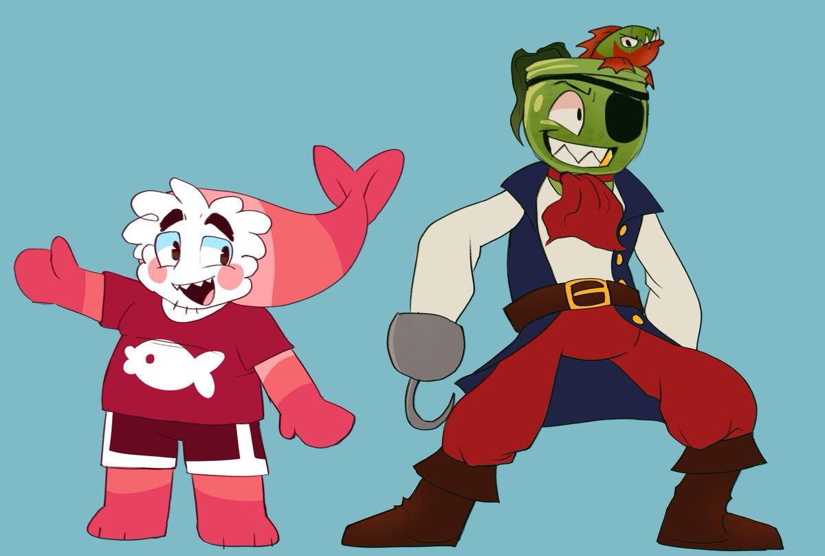 StrikerMystic2's tweet photo. Here it is!! Captain Finn and Hook (Aka Evil Finn and Evil Barnaby) and Shrimpy! (Aka "evil" Shrimpo) 

#dwtwt #dandysworldau #dandysworldart #dandysworldshrimpo #dandysworldfinn #digitalart https://t.co/bfE8l2vJRC