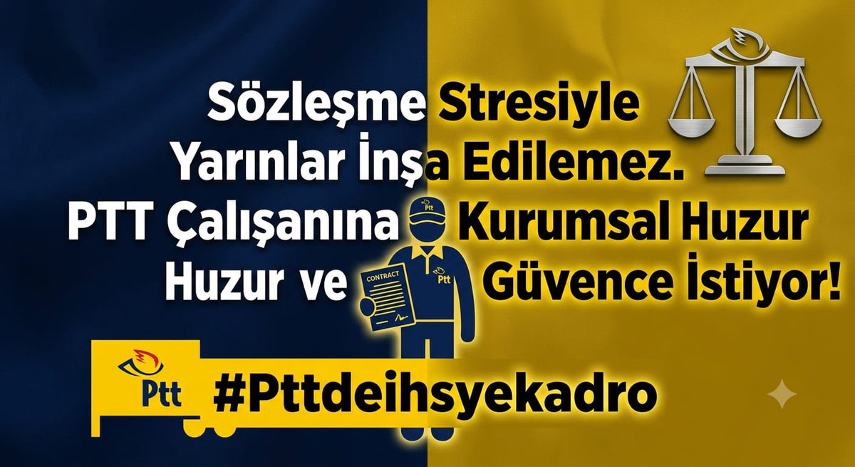 Satorufx's tweet photo. Kamu hizmeti gören,devletin vatandaşa uzanan eli olan;savaşta,afette her zor durumda 185 yıllık koca bir çınar olan PTT'ye KPSS'le atanan 375 sayılı KHKnın ek 27Md. göre istihdam edilen İDARİ HİZMET SÖZLEŞMELİ personeller KADRO istiyor
#PTTdeihsyekadro https://t.co/iA8azYpjcz