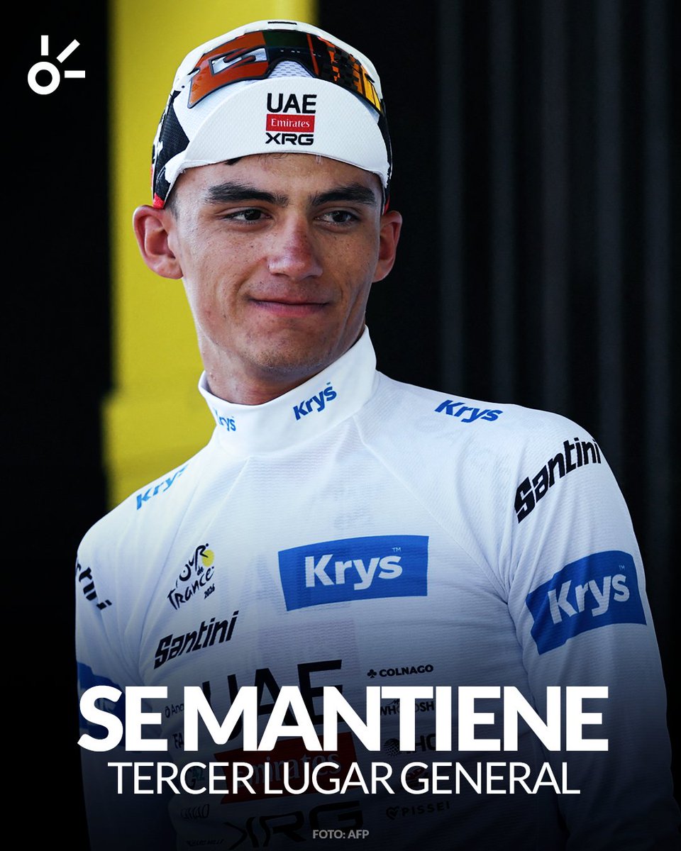ClaroSports's tweet photo. ¡EL TORITO SIGUE TOP 3! 🇲🇽🐂

Otra etapa de velocidad, otra jornada sin sobresaltos para Isaac del Toro, que conserva el tercer lugar de la clasificación general y mantiene el maillot blanco como líder de los jóvenes del Tour de Francia. 🤍 https://t.co/azEoiaSmS1