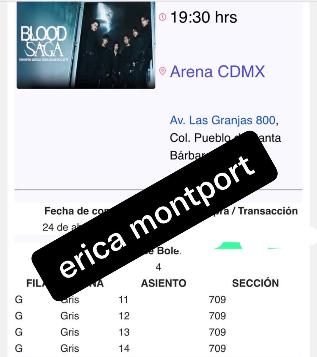 HeyEriOfficial's tweet photo. Besties vendo 4 boletos para Enhypen, me costaron 1300 cada uno pero puedo dejarlos en 1000 a tratar https://t.co/OMLxFo4kyc