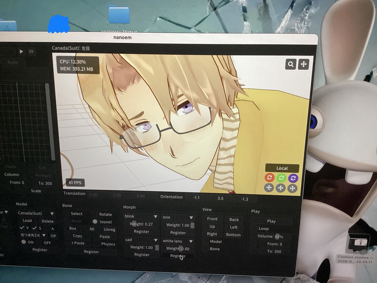 LoveTxtt3's tweet photo. Downloaded nanoem. Cuz you can't install mmd on Mac.
Oh and, hello Canada👋 https://t.co/KDXSLB2ylu