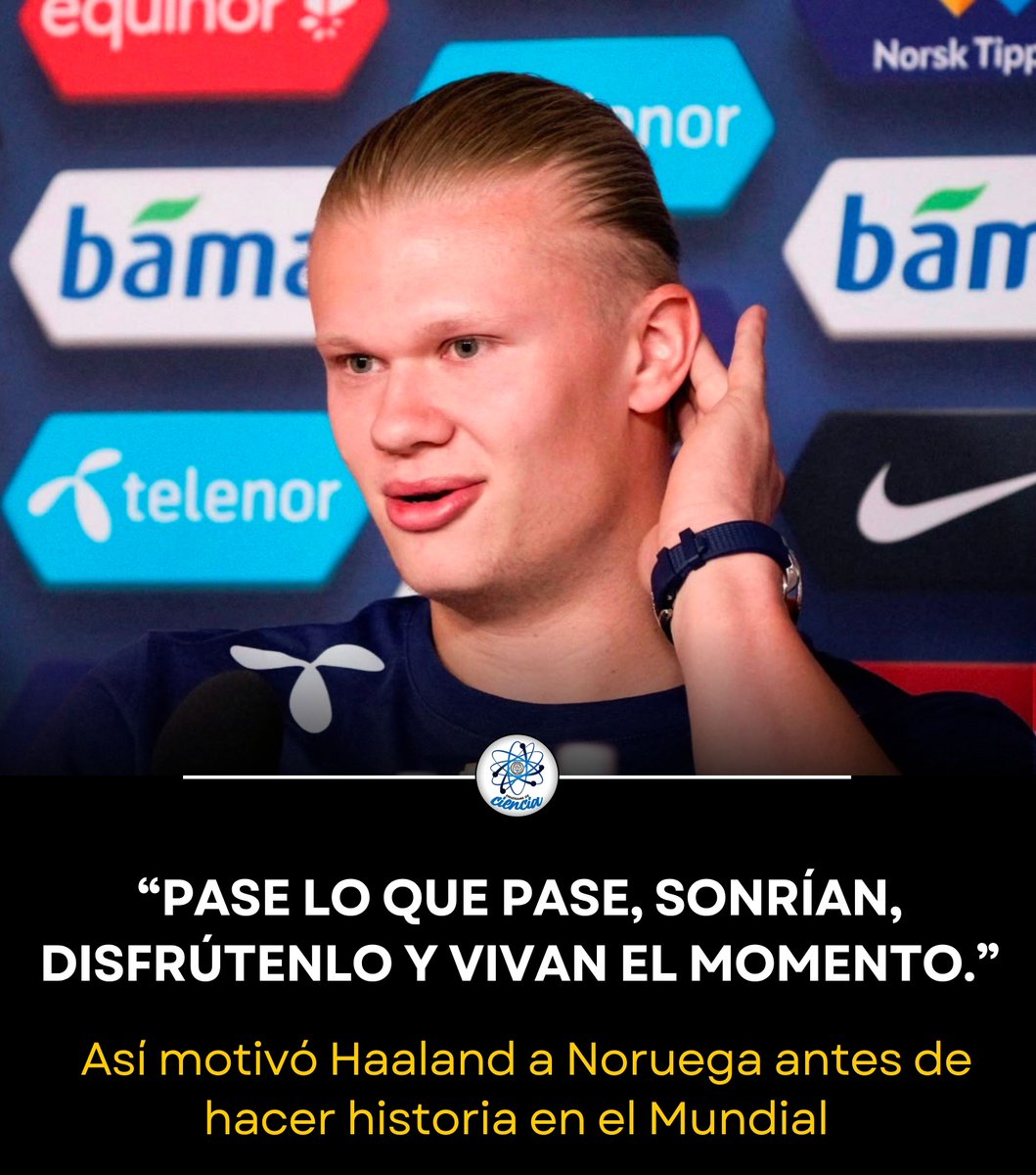 EnsedeCiencia's tweet photo. ⚽🇳🇴 Antes de disputar el partido que les dio la clasificación, Erling Haaland reunió a sus compañeros y les dejó un mensaje que hoy da la vuelta al mundo:

“Pase lo que pase, sonrían, disfrútenlo y vivan el momento.”

Tras conseguir el pase, el delantero reveló que solo quería descansar, pero confesó que esos son los momentos que se viven una sola vez en la vida. 💙🔥