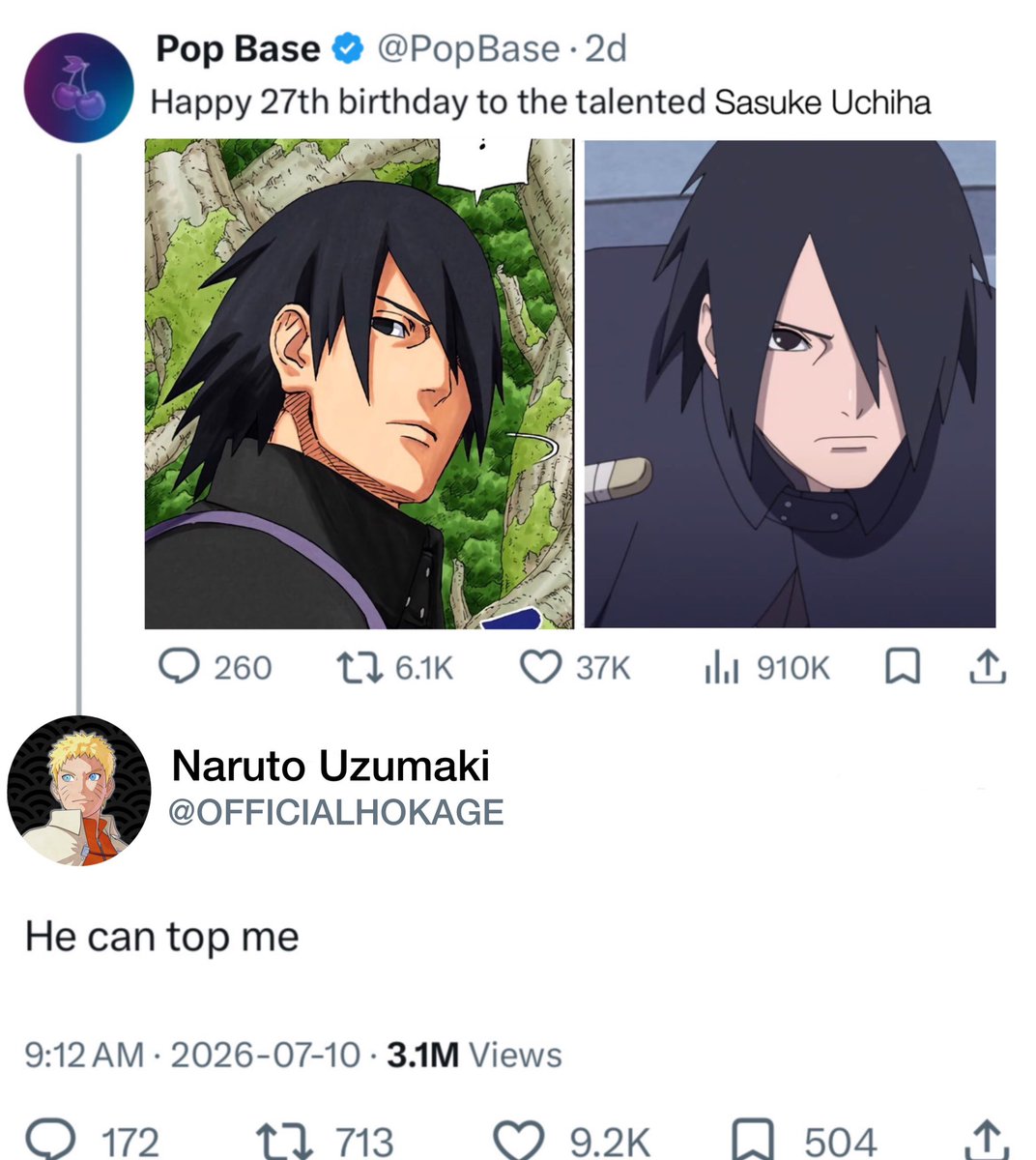 narutopeachs's tweet photo. when you accidentally use the official ninja president account to thirst over a man #sasunaru https://t.co/PIDhMfgMcR