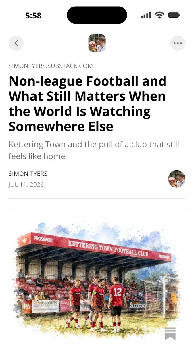 SimonTyersEDU's tweet photo. New Substack article about @KTFCOfficial and the pull of non-league football. https://t.co/Xiji6TfTnL https://t.co/ngLnZROHnk