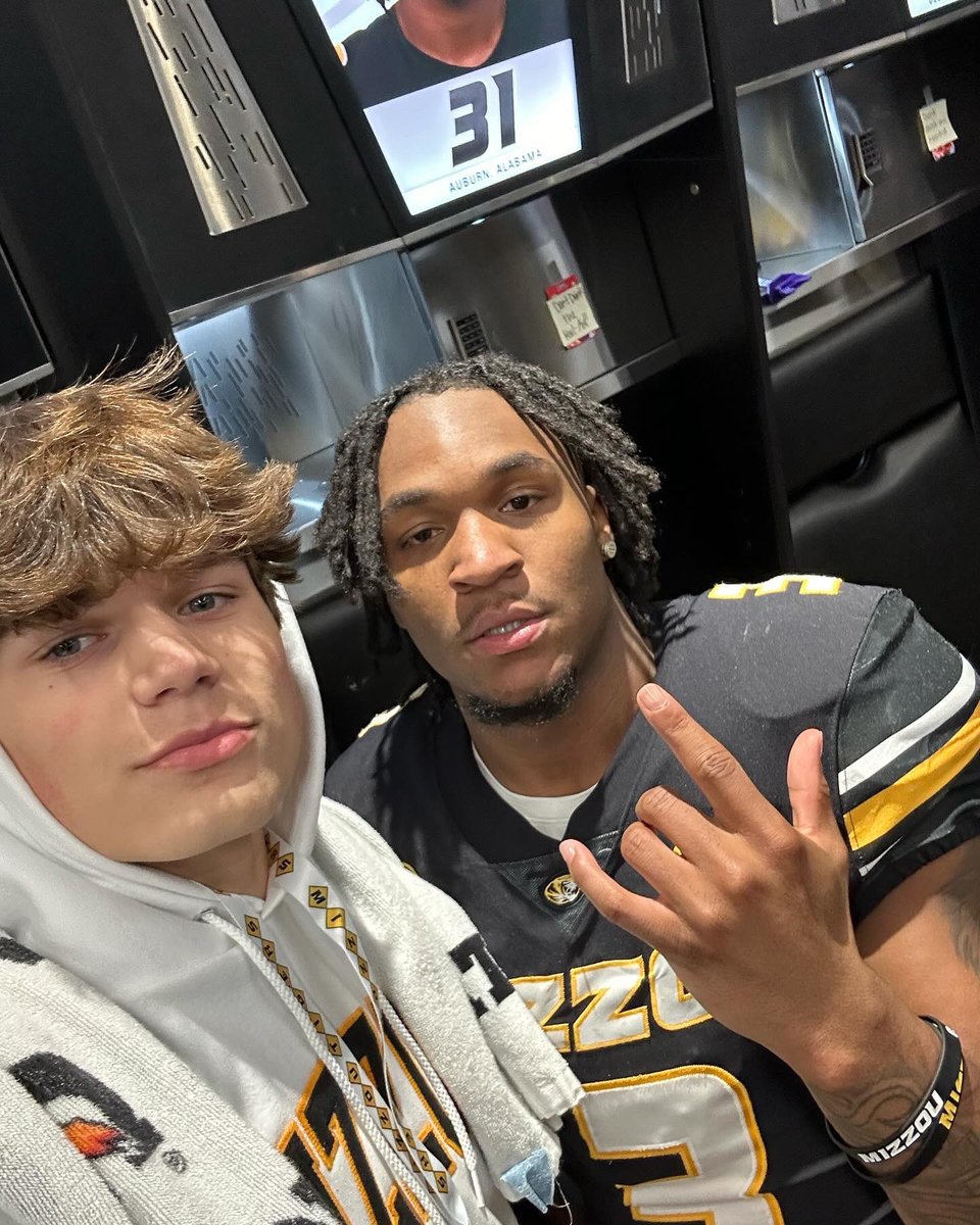 Mizzou commit Jack Brown with former Tigers QB Brady Cook and WR