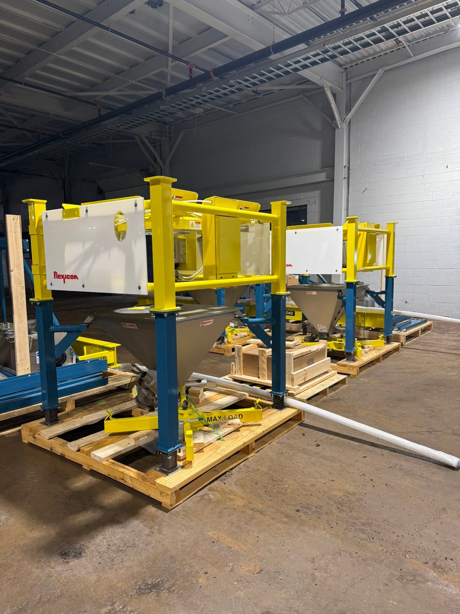 probzunknown's tweet photo. $AREC: I wanted to take some time to try and piece together the equipment shown in these images shared by @markcjensen 

I am not 100% sure, but these are just my best guesses. If anyone else is familiar with the equipment shown, please feel free to share your thoughts.

1. Watermark Filter Press

The massive machine with the Watermark label seems to be a filter press. A filter press is a solid-liquid separation system. It takes a slurry (a liquid with suspended solids), pumps it into a series of filter plates covered with filter cloths, and uses pressure to separate:

- The liquid (filtrate) > exits the press and can be recycled or sent to the next process step.
- The solids (filter cake) > remain trapped between the plates and are discharged when the press opens.

As we know, the LAD chromatography refining platform starts by dissolving feedstocks (magnets, mixed rare earth concentrates, coal-derived materials, batteries, etc.) into solution before the chromatography separation occurs. Throughout that workflow there are multiple stages where insoluble material has to be removed. That's where a filter press comes in.

2. Flexicon bulk bag unloading/powder handling systems

The indoor yellow/blue equipment that's branded Flexicon seems to be more pre-processing equipment. Flexicon is known for making bulk solids handling systems. These look like bulk bag unloading/powder handling systems, likely with integrated hoppers, hoists, and conveyors/feeders. The “4,000 lbs max load” labeling and the Harrington hoist boxes are consistent with equipment used to lift and discharge large super sacks of powder or granular material. 

So - based on what we know of the ReElement process, this is more pre-processing equipment. These systems would likely be used to handle dry inputs or outputs such as mixed rare earth carbonates, mixed rare earth oxides, recycled magnet powder, precipitated rare earth oxides, specialty mineral powders, reagents, or other bagged feedstock/product materials.

Things are REALLY starting to come together here. It's truly wonderful to see. I love the continued picture updates out of Marion as they help in visualizing the progress made week by week.

Long $AREC