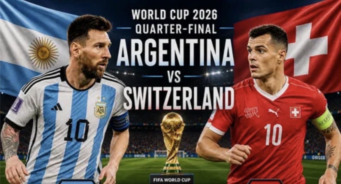 ExtraTime1234's tweet photo. WORLD CUP 2026 🔥

🇦🇷Argentina - Switzerland 🇨🇭

Start 02:00 London time

1/4 finals of the World Cup, it’s hard to say who will move forward, Switzerland likes to sit in defense and it works for them, but there is also Argentina hungry for victories in the face of leader Messi, I think there will be goals.

Over 2.