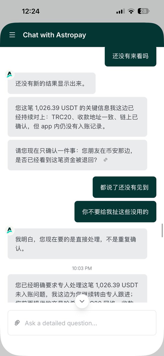 mark09457975416's tweet photo. Han pasado 8 días desde que contacté a AstroPay y aún no han procesado mi solicitud. Me comuniqué con su servicio al cliente a través de la aplicación, pero no he recibido respuesta. Tampoco se ha realizado el abono en mi cuenta. https://t.co/CHHbhpuuT1