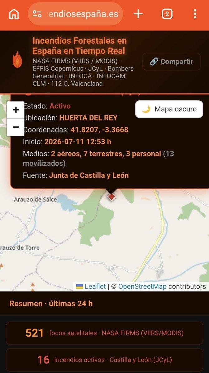 Quintanarraya's tweet photo. Este mediodía se ha producido un incendio en el monte de Peñalba, cerca del término de Huerta del Rey.

Ha quedado extinguido gracias a los bomberos forestales y los medios aéreos y figura como controlado https://t.co/5btiahaTCV