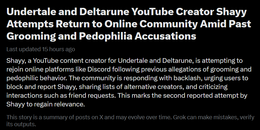 CiblesGD's tweet photo. With this trending, I would like to say that Shayy DMed me a month ago with the specific intention of apologizing to me.

Nothing they say can make me forgive what they did, but as a warning I would not be surprised if they are testing the waters for a return. https://t.co/BqFU7aPaO1